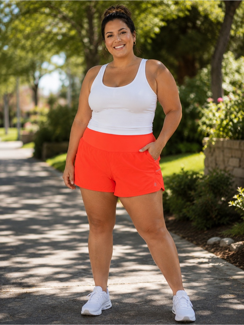 Athleta L Women’s Neon Orange Athletic Shorts